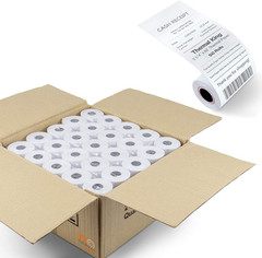 (50 Rolls) 2 1/4″ 50′ Feet White Paper Cash Register POS Receipt, Fits All Credi