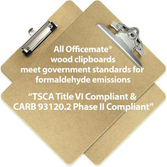 Recycled Wood Clipboards, Low Profile Clip, 6 Pack Clipboards, Letter Size (9 X