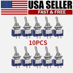 10PCS MTS-101 2 Position Mini Toggle Switch 2 Pin SPST ON-OFF 6A 125V AC