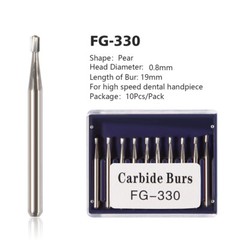 10/pk Dental Pear Carbide Burs FG 330 Shank Friction Grip