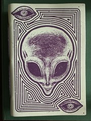 Earthbound Company Journal 9×6 Purple Alien Eyes Leather Notebook Made in India