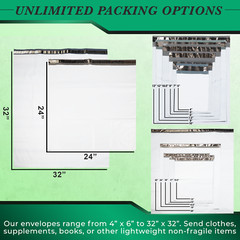 1-4,000 12×15.5 White Poly Mailers Bag Self Seal Shipping 12″ x 15.5″ 2 MIL