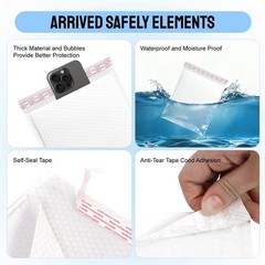 Poly Bubble Mailers 7″x9″ /9.8″x11.8″ /7.8″ x9.8″ Tough Dimple Design Bag White