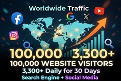 100,000 Website Traffic – 3,300+ Daily USA & Worldwide Visitors – 30 Days