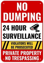 1PC No Dumping Sign Private Property Sign, 13 x 9 Inches – White, Red, Black