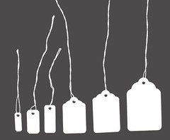 100 pcs White Paper Price Tags, Jewelry Price Tags with String attached