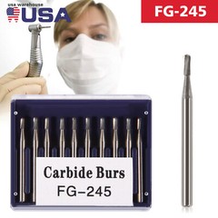 10Pcs Dental FG 245 Tungsten Carbide Burs Pear-Shaped For High Speed Handpiece