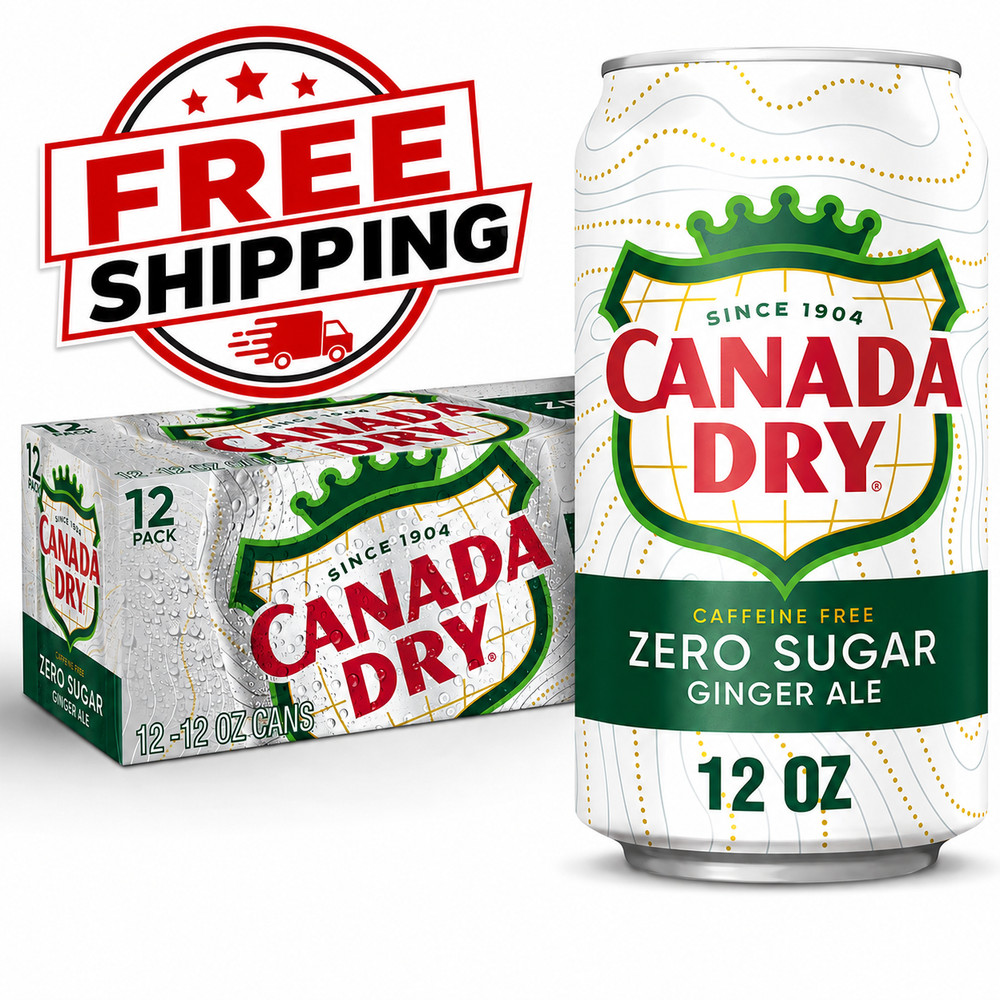 Canada Dry Caffeine Free Zero Sugar Ginger Ale Soda Pop, 12 fl oz, 12 Pack Cans