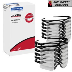 12 PAIR KLEENGUARD NEMESIS 25685 SAFETY GLASSES INDOOR/OUTDOOR LENS BLACK FRME