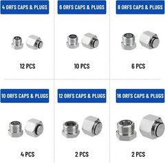 144 in 1 JIC and ORFS Hydraulic Cap and Plug Hose Tube and Pipe Cap and Plug Kit