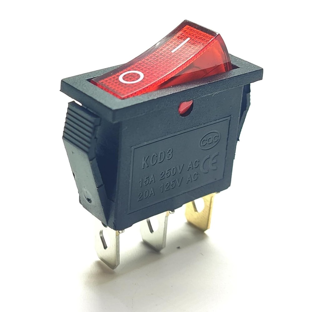 120 Volt 3 Prong Rocker Switch Lighted On Off Plug 24V Switch 120V Rocker Switch