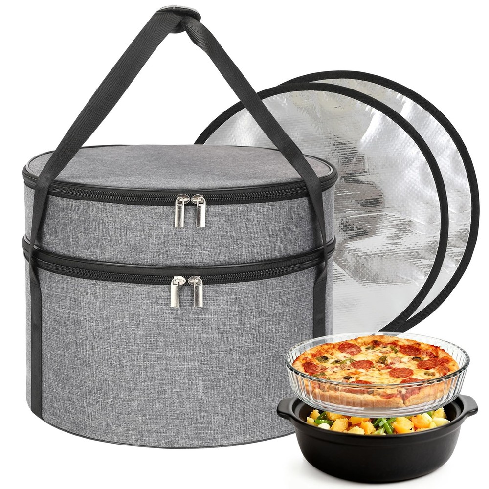 Wakaye Insulated Casserole Carrier for Hot or Cold Food, 9×13 Inches, Gray