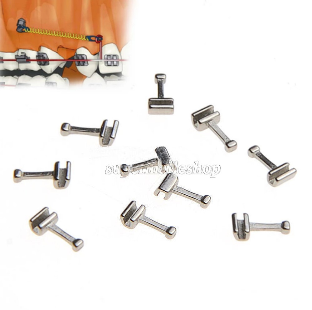 5 Packs 50 Pcs Dental Orthodontic Crimpable Hook Stainless Steel Long Type