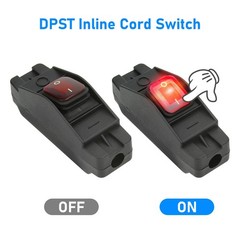 Waterproof Inline Cord Switch AC/DC 12-250V Lamp Appliance On/Off 14AWG, 16AWG