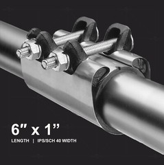 1 in. x 6 in. Long 2-Bolt IPS Pipe Repair Clamp, Stainless Steel