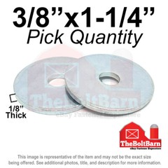 3/8″x1-1/4 Fender Washers 1/8″ Thick Low Carbon Steel Zinc (Pick Quantity)