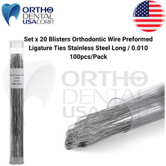 Set x 20 Orthodontic Preformed Ligature Wire SS Ties Long 0.10″ pcs USA Seller