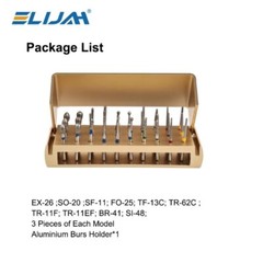 Dental Diamond Burs Drill+Disinfection Bur Block High Speed Handpiece–30Pcs/Set