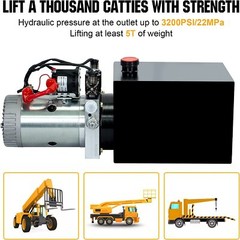 15 Quart Double Acting Hydraulic Pump Dump Trailer 12V DC Unit Pack Power Unit