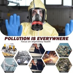 Full Face Respirator Gas Mask w/ Filters -2PCS 40mm Activated Carbon Filter 6800
