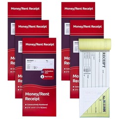 6-Pack Carbonless Receipt Book for Small Business – Money & Rent Receipts, 2-…