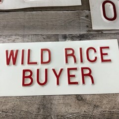 Vintage Red & White Plastic Sign Lots – Exit Yard Sale Open Wild Rice Buyer Door
