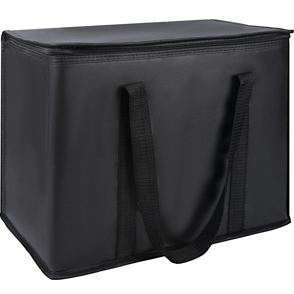 CIVJET 1-Pack Insulated Reusable Grocery Bags, 16 x 13 x 9 inches, Black