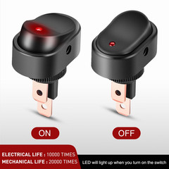 5PCS LED Lighted Rocker Switch 12V Illuminated on off Toggle Switches 30A 3Pin S