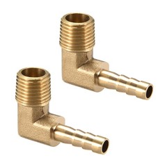 2Pcs Brass Hose Barbed Elbow Fitting 90 Degree 1/4″ 0.25 inches,