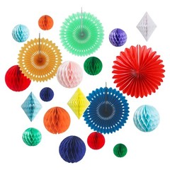 20 PCS MultiColor Paper Honeycomb Balls Rainbow Party Decor Baby Shower