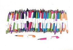 500 Bulk Misprint Pens Lot MARDI GRAS by HUB PEN White & Multicolor Mixed Case