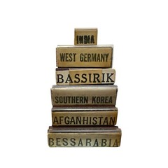 Vintage Rubber Stamps West Germany Afghanistan India Wood Handle Korea Lot