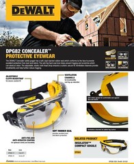DeWalt CLEAR SMOKE ANTI FOG Protective Over Glasses Safety Goggles UV ANSI Z87+