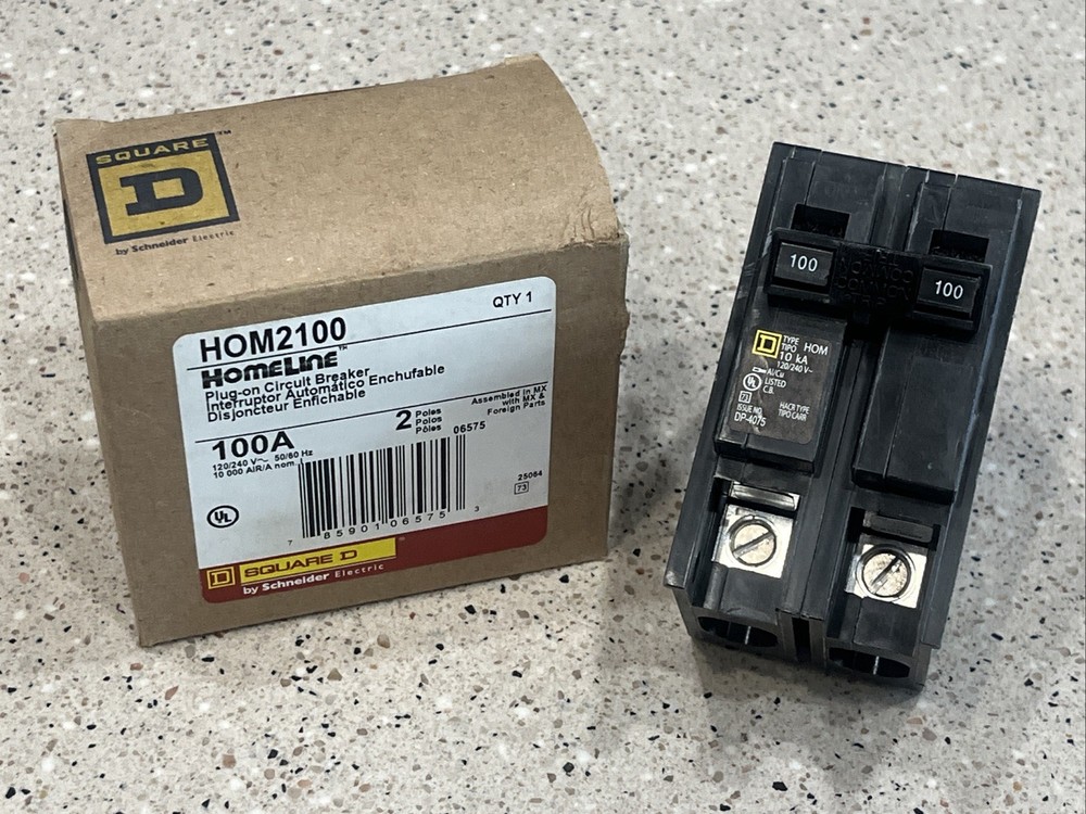 Square D HOM2100 , 100 Amp Circuit Breaker 120/240VAC 2P NEW IN BOX, US SELLER