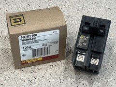 Square D HOM2100 , 100 Amp Circuit Breaker 120/240VAC 2P NEW IN BOX, US SELLER