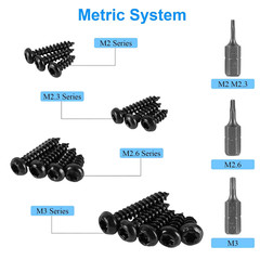 760Pcs Torx Pan Head Self Tapping Screws Kit, Black Carbon Steel, 15 Sizes