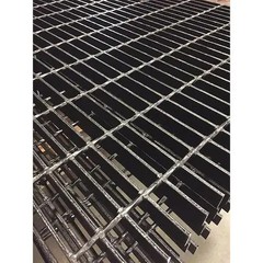Carbon Steel Bar Grating, Smooth, 36 In L, 36 In W, 0.75 In H, Black Painted