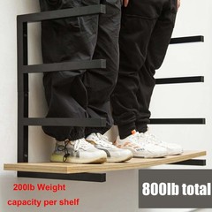 2 Pack Lumber Storage Rack 4 Level Wall Mounted Heavy Duty Wood Rack Organizer