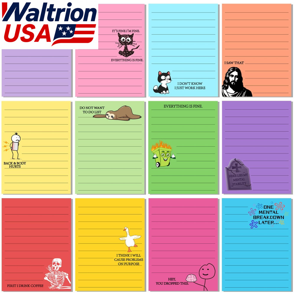 12 Pcs Funny Sticky Notes For Work Sarcastic Notepads Coworker Gifts