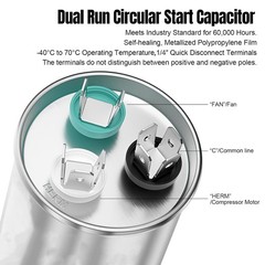 40/5 uF 40+5 MFD Capacitor 370 or 440 VAC Dual Run Capacitor AC Universal