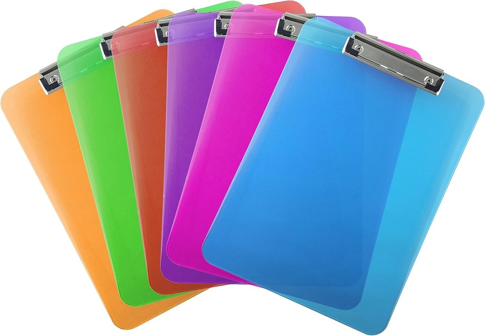 Trade Quest Plastic Clipboard Transparent Color Letter Size Low Profile Clip (Pa