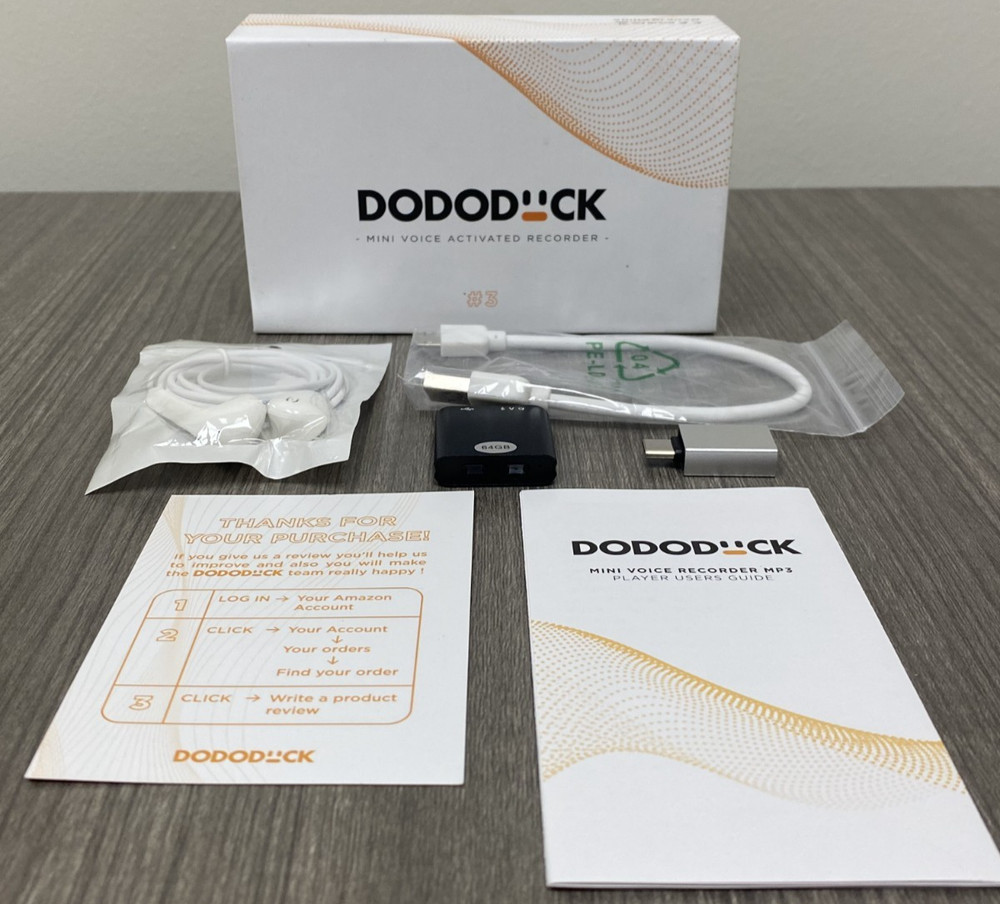 2024 Dododuck Q63 Mini Voice Activated Recorder 64GB Records 30 Days 1.14x 1.14″