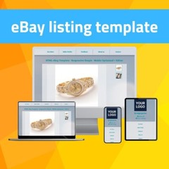 HTML eBay Template – Responsive Professional – Blue – Mobile Optimized + Editor