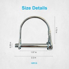 10 Pack, NRJSSCC Trailer Coupler Pin and 2.125 inches x 0.25 inches, Silver