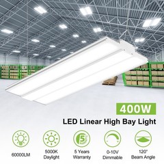 400W LED Linear High Bay Light Dimmable Warehouse Shop Gym Lighting 60000 Lumens