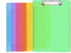 Plastic Clipboards, PANDRI 6 Pack Clear Colored Clipboards, Low Profile Clip Boa