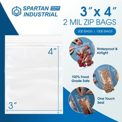 Spartan Industrial – 3” X 4” (1000 Count) 2 Mil Clear 3″ X 4″,