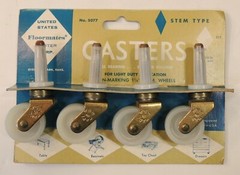 VTG MCM New NOS United States Floormates Casters Made USA Stem Type 5077 Wheels