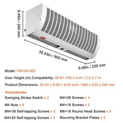VEVOR 36″ Indoor Air Curtain 2 Speed 1200/2038 CFM Commercial Limite Switch