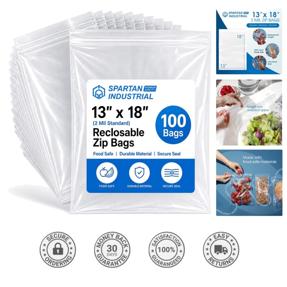 Durable 2 Mil Clear Zip Poly Bags – 100 Pack for Packing and Organizing